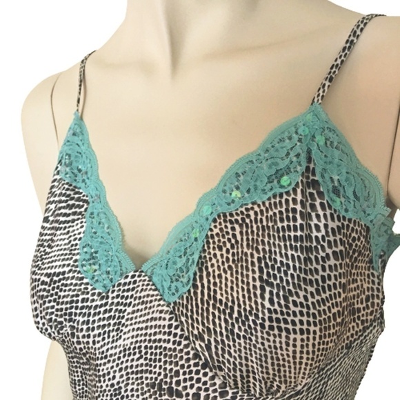 NICOLE Miller Satin Cami Camisole Sequins Lace Lacy Ruched Cups - Picture 3 of 14